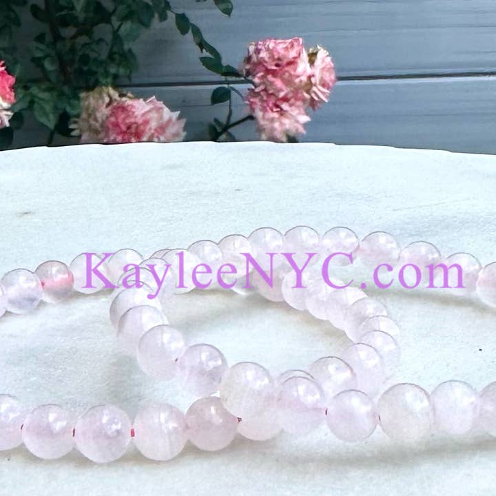 KayleeNYC - Wholesale Beaded Bracelet - 6mm Natural Mangano Calcite 7.5” Stretch Bracelet3