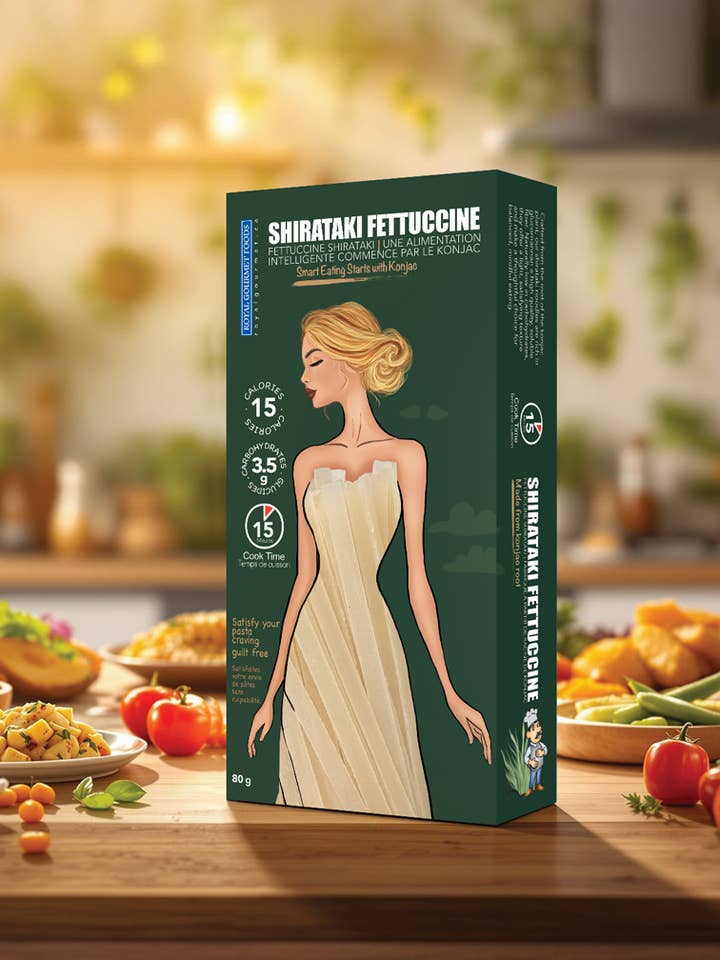 Shirataki Fettuccine 80g for wholesale by Royal Gourmet Foods Ltd.