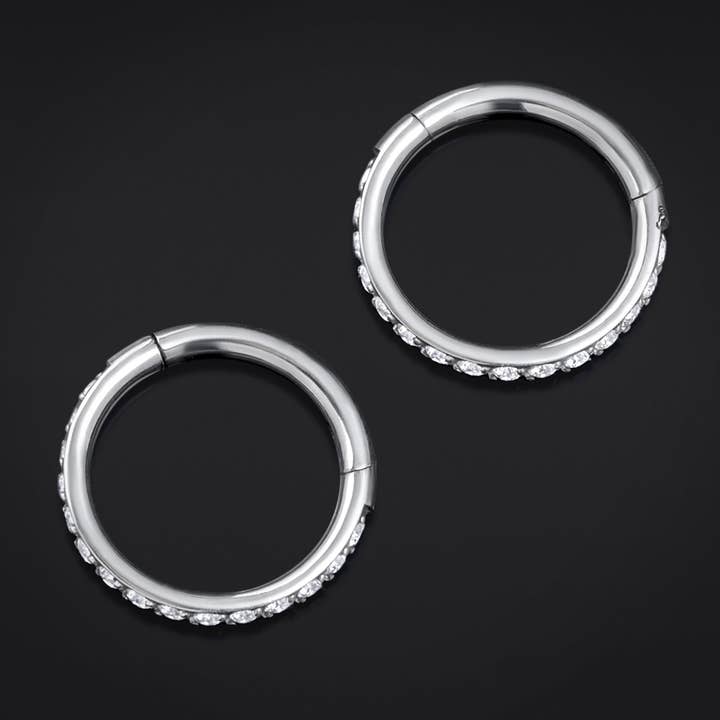 Silverfärgad smyckad sömlös gångjärnsring ASTM F136 Titan 1,2 mm tjocklek för wholesale av Custom Plugs