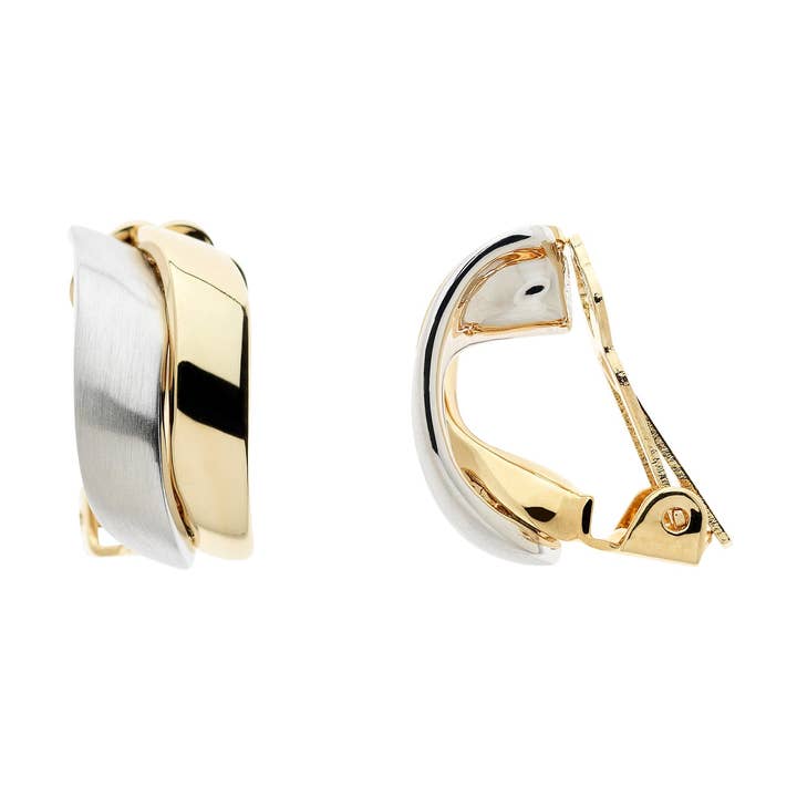 Pendientes con clip ondulado en oro y platino para venta al por mayor de Emma Holland