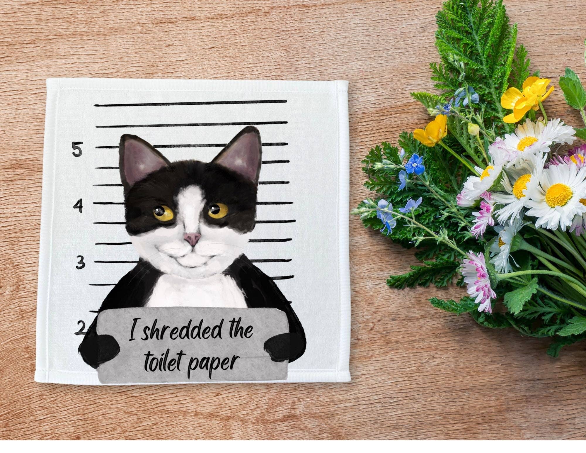 MerikaArt – wholesale Wash cloth – Tuxedo Cat Washcloth4