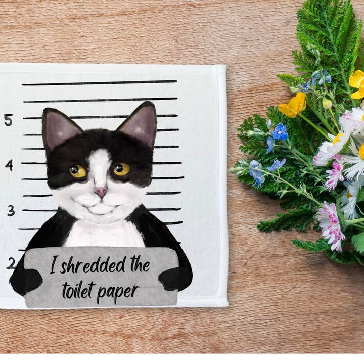 MerikaArt – wholesale Wash cloth – Tuxedo Cat Washcloth4