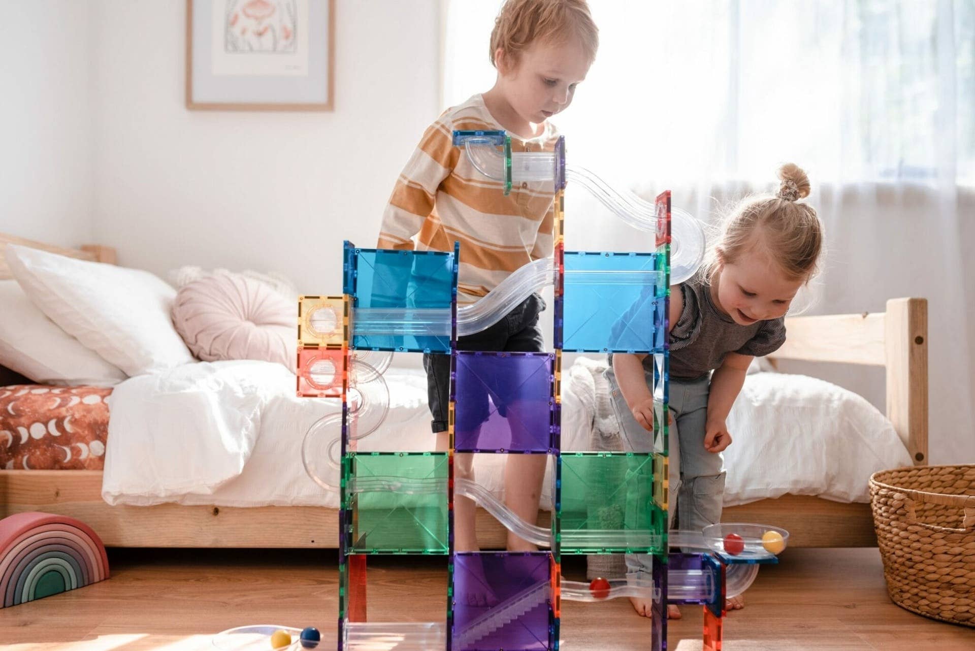 CONNETIX - Wholesale Building Set - Kids - CONNETIX Magnetic Tiles Rainbow Ball Run Pack, 92 Pieces6