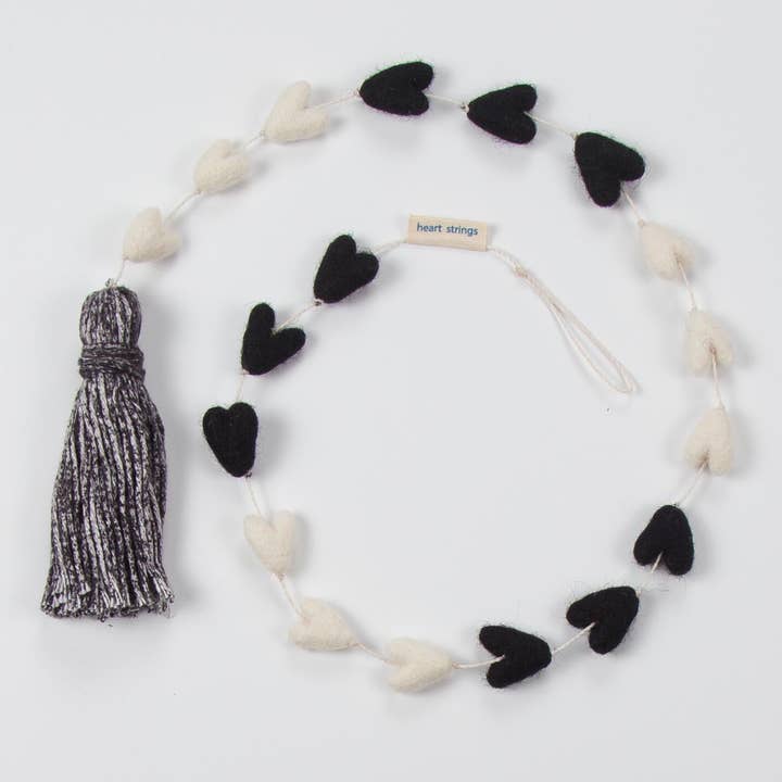 Black and White Hearts Heart String for wholesale by bandana love
