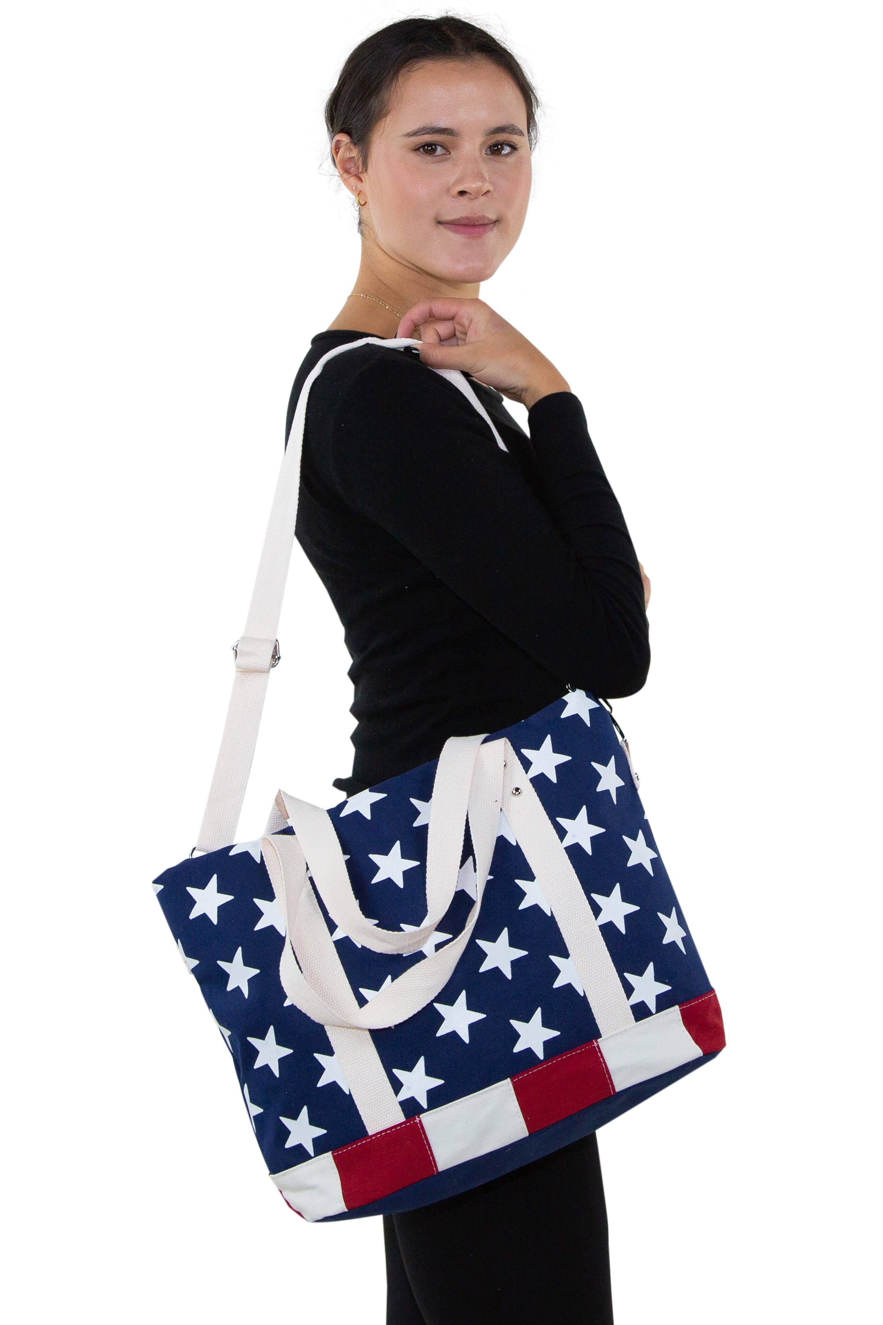 COMECO INC - Wholesale Tote Bag - Women's - Stars and Stripes USA Flag Canvas Tote Bag5