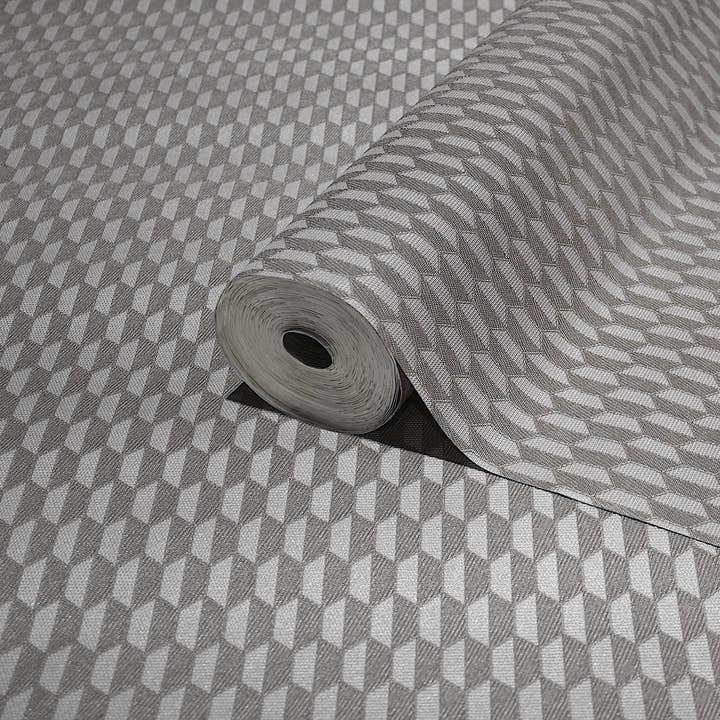 Gray Elegant Hexagon Embossed Wallpaper, Small Honeycomb Grid Pattern Textured wallcovering for wholesale by Walloro Luxury Embossed Wallpaper