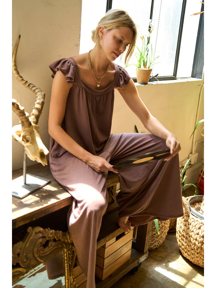 JADE BY JANE - Wholesale Jumpsuit - Women's - Ruffle Knit Maxi Jumpsuit KRJ8050-13