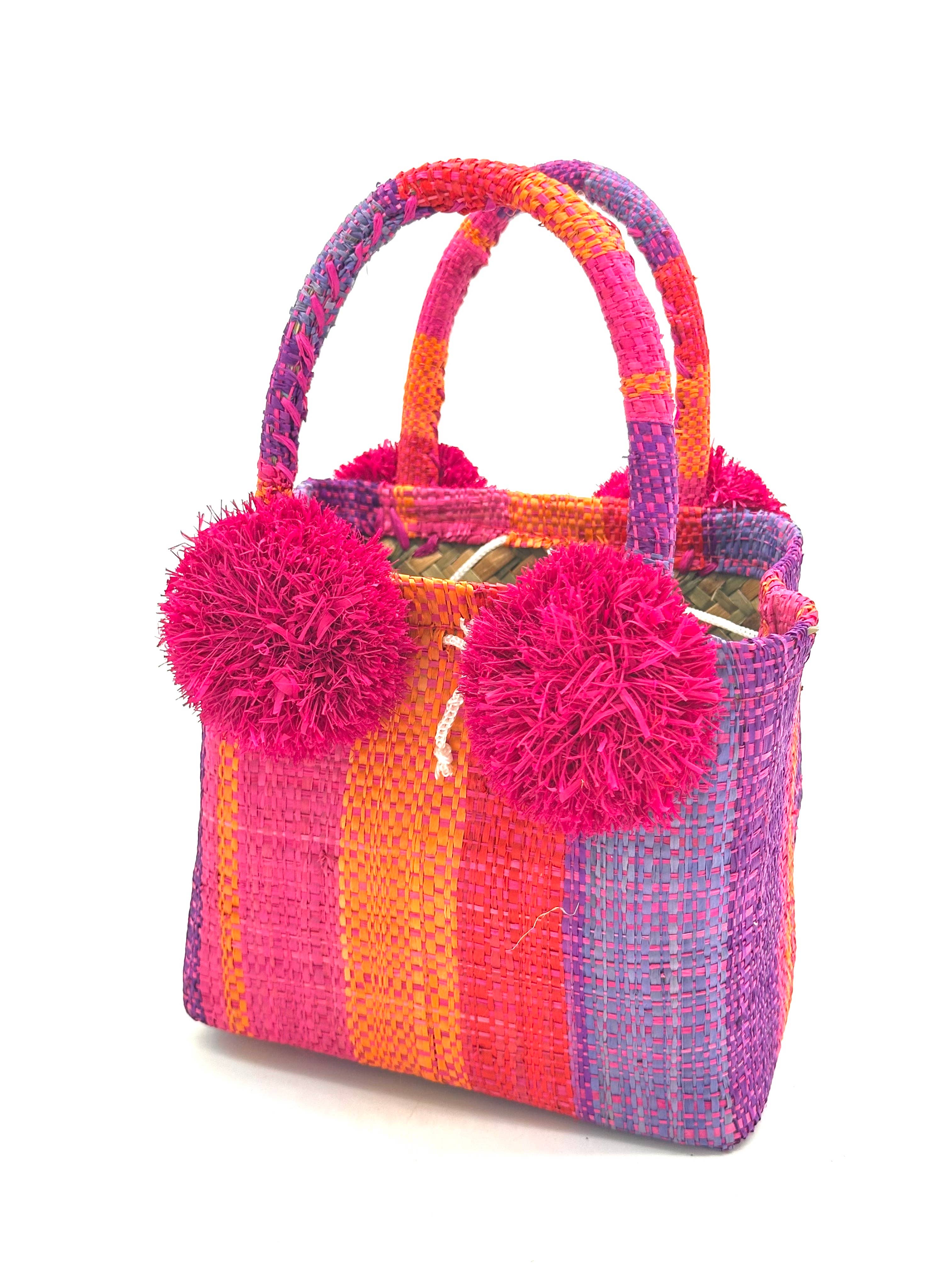 Shebobo - Wholesale Top Handle Bag - Women's - Schooner Straw Mini Bag with Pompom Accent11