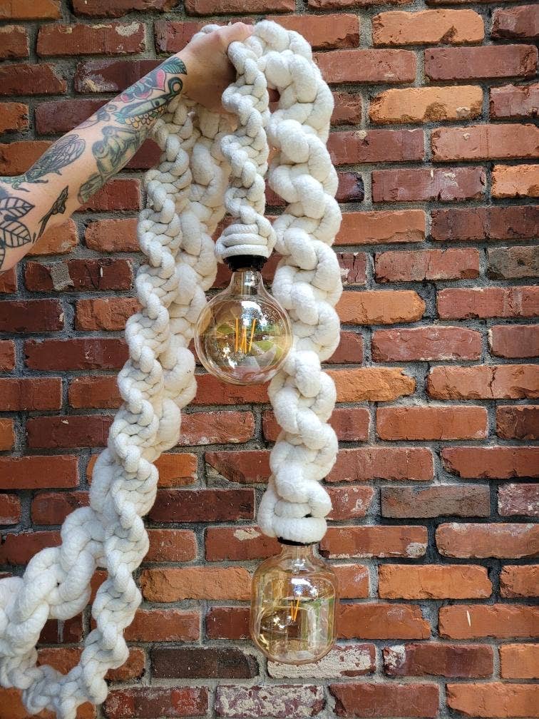 Good to Know You - Wholesale Chandelier/Hanging Light - 15ft Macrame Pendant Light -  Thick White4