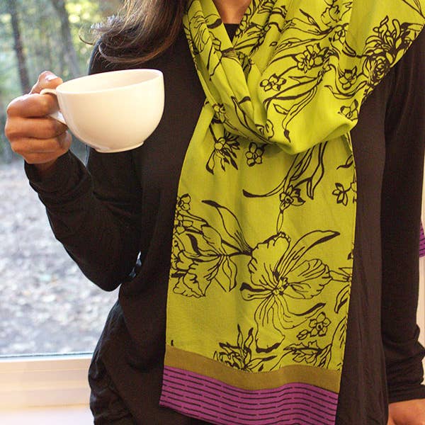 Orchid Garden Scarf - Lime for wholesale on Faire1