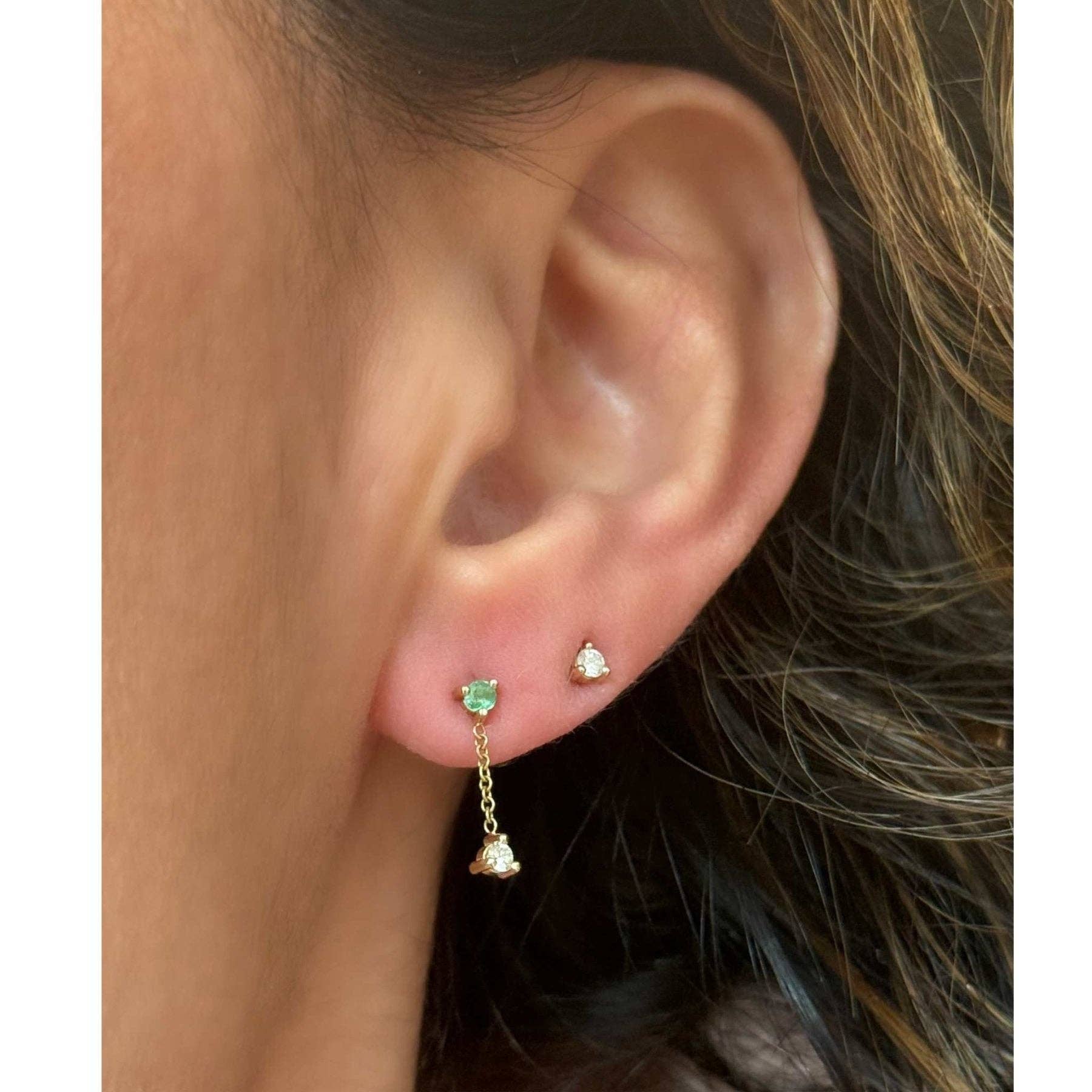 Micro Stud Earrings – Emerald and Diamond Glow in 14K Gold for wholesale on Faire2