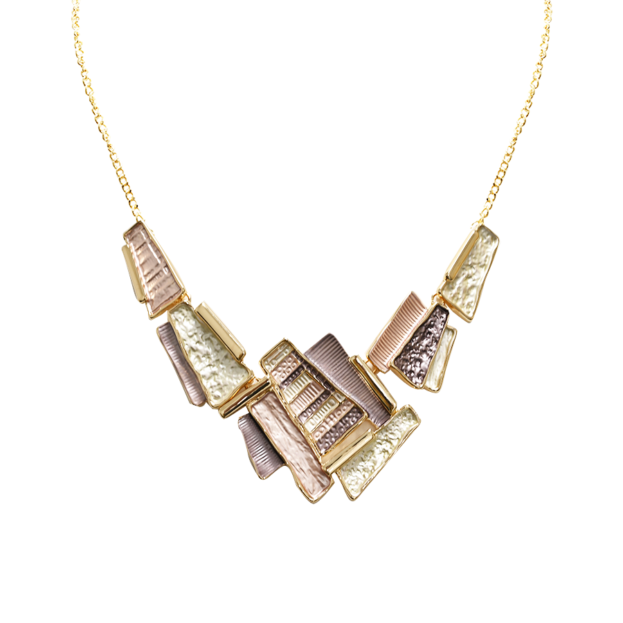 AMORINO SRL - Wholesale Bib Necklace - IRREGULAR ENAMEL TRAPEZE NECKLACE - SW241008A3590