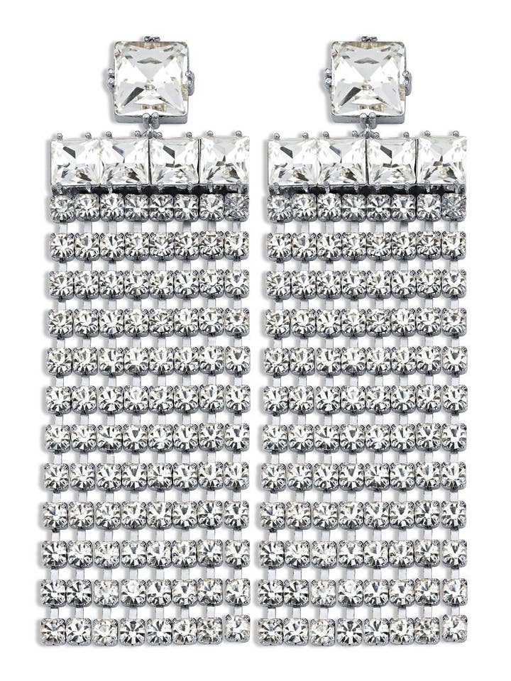 Boucles d'oreilles Cher en cristal diamanté en argent pour la vente par Ninon