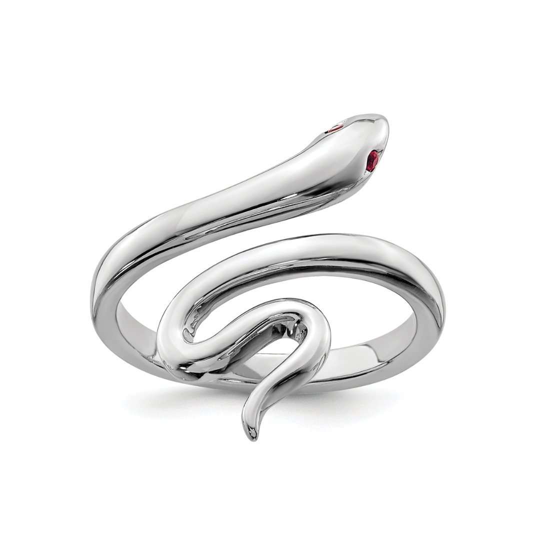 FCJ Jewelry LLC - Wholesale Cocktail/statement ring - Sterling Silver Snake Toe Ring with Lab-Created Ruby0