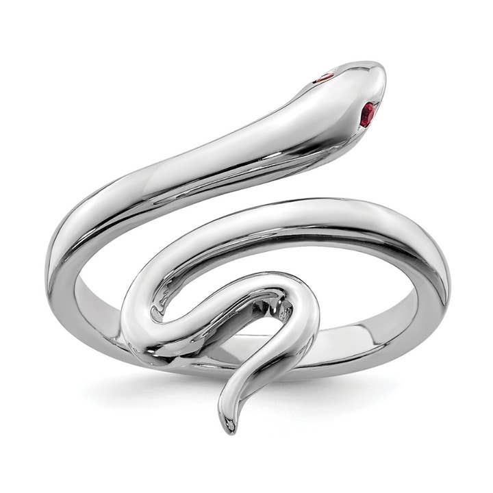 FCJ Jewelry LLC - Wholesale Cocktail/statement ring - Sterling Silver Snake Toe Ring with Lab-Created Ruby0
