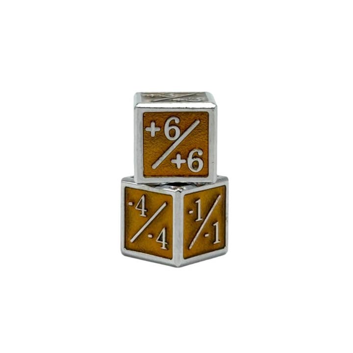 Norse Foundry - Wholesale Dice - 1/+1 & -1/-1 D6 Yellow Pack of 6 CCG Metal Dice2