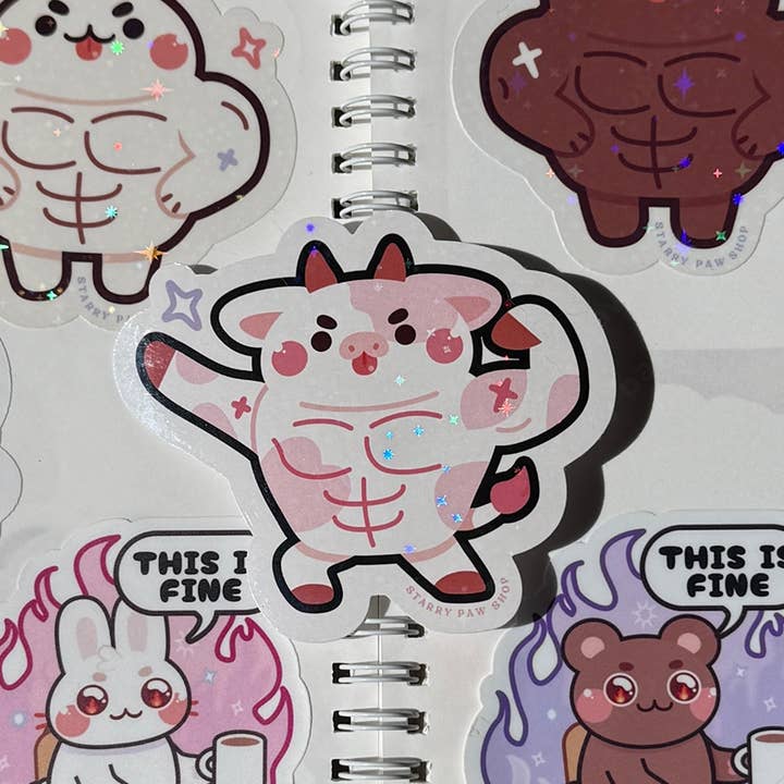 Buff Buds V2 Stickers 3" sparkly water resistant funny gym for wholesale by Starry Paw Shop