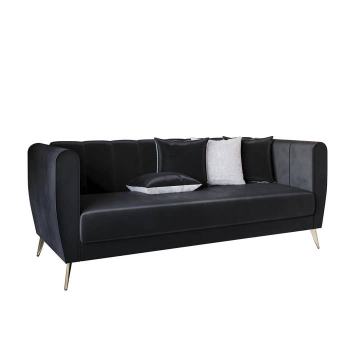 Home Design - Wholesale Sofa - Scarlett Velvet Flared Arm 3-Seater Sofa with 4 Throw Pillow20