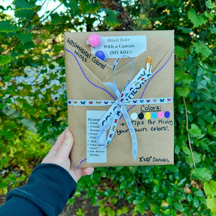 Blind Date with a Canvas | DIY Kit| Whimisical Colored Wings for wholesale by Haley Murden Arts