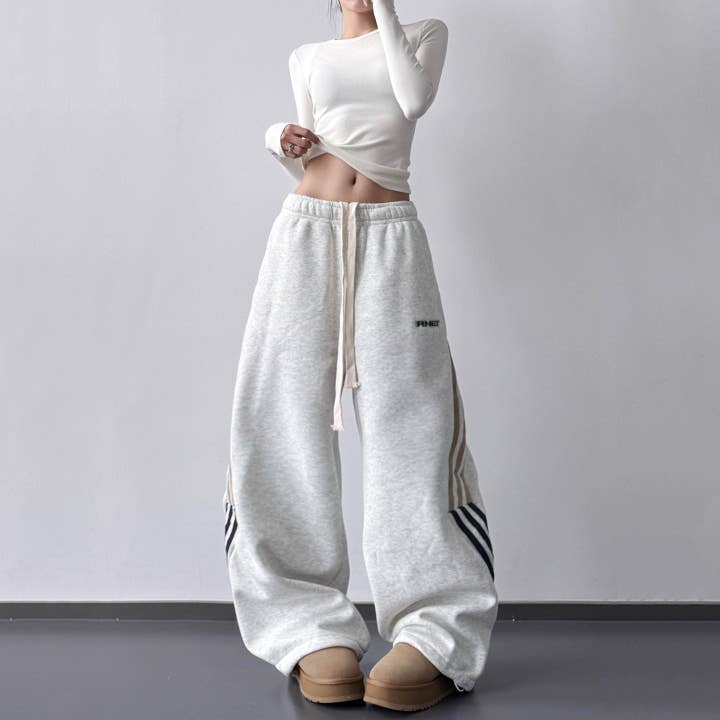 Color Block Striped Fleece Sweatpants for wholesale by FurDecoration