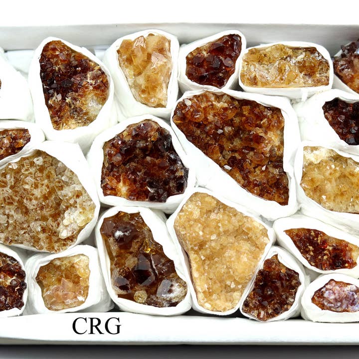 Crystal River Gems LLC - Wholesale Spiritual Stone/Crystal - QTY 1 - Multicolored Citrine Druzy / Small Flat / 1-2.5" avg