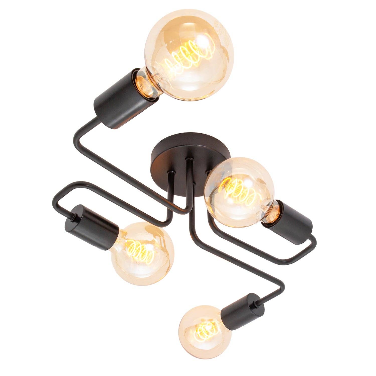 Happy Homewares – wholesale Chandelier/hanging light – Industrial Vintage Styled Matte Black Ceiling Light with Looping Arms0