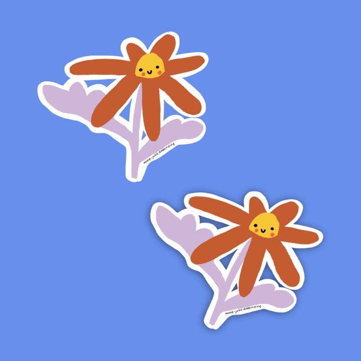 Autocollant smilende blomst for engroshandel hos Anne-Julie Dudemaine