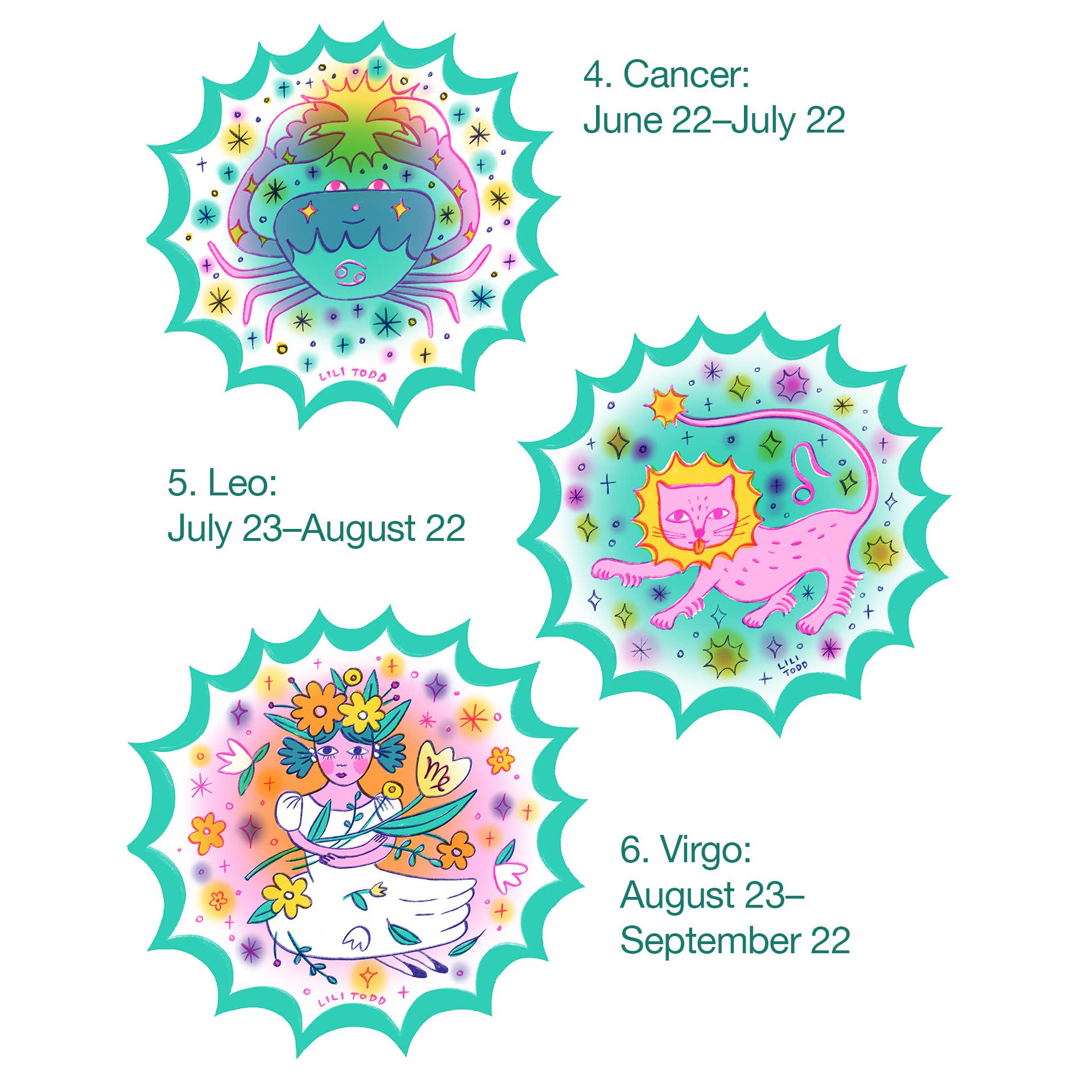 Lili Todd Art - Wholesale Sticker - Leo sterrenbeeld vinyl sticker3