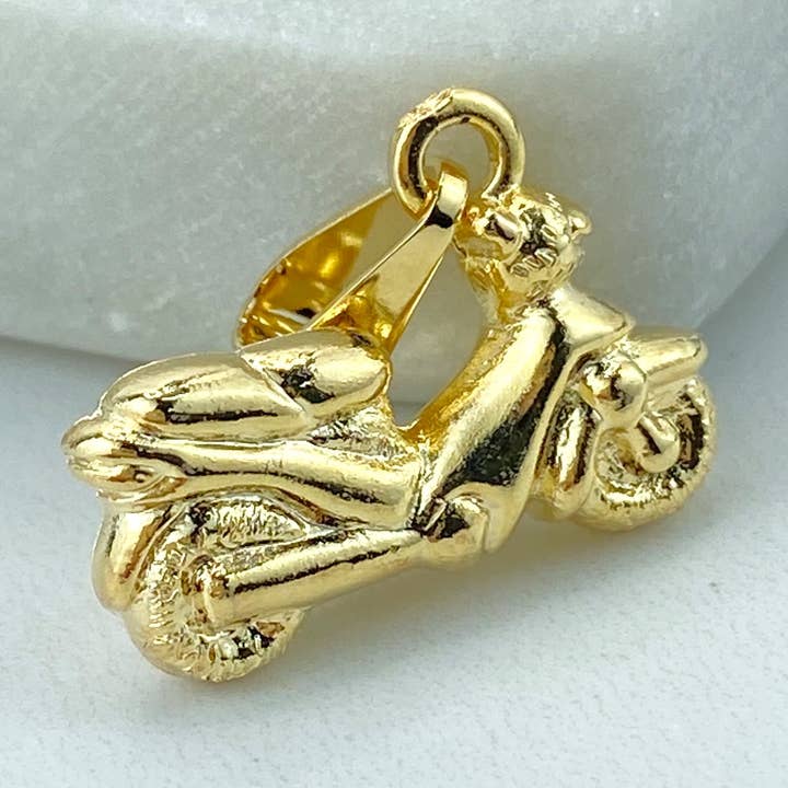 18K Gold Filled Textured Vespa Scooter Charm Pendant, Vintage Vespa Charm, Motorcycle Charm Pendant, Scooter Charm for wholesale by Luxus Accessories