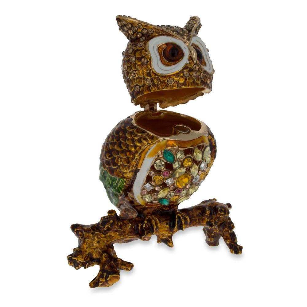 BestPysanky - Venta al por mayor Figura decorativa - Figura de Búho con Joyas en una Rama de Árbol de 3.4 Pulgadas2