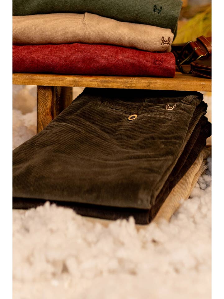 Custi Mikelo: Men's Clothing & Christmas Gifts - Wholesale Pants - Men's - Hunting Green Corduroy Pants