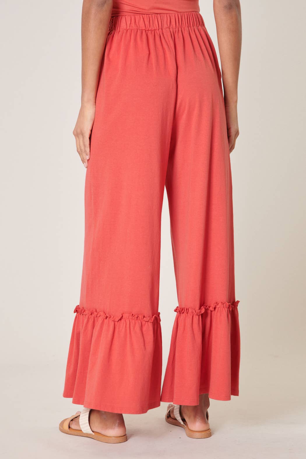 Sugarlips - Vente Pantalon – femme - Pantalon en coton tricoté à jambes larges avec volants Ryder1