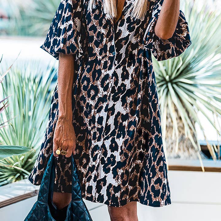 Wholesale leopard t shirt dress for your store