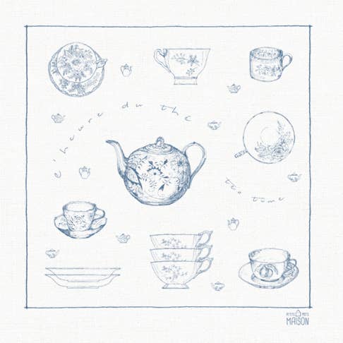 Tea Time 100% Cotton Tea Towel for wholesale by Petits Mots