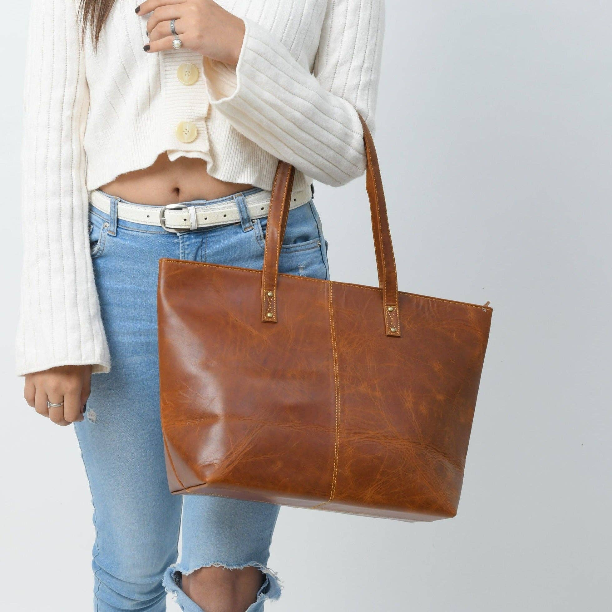 MaheTri LLC - Leather & Lifestyle Goods - Wholesale Tote Bag - Women's - The Kim Tote Bag- Cocoa Brown1
