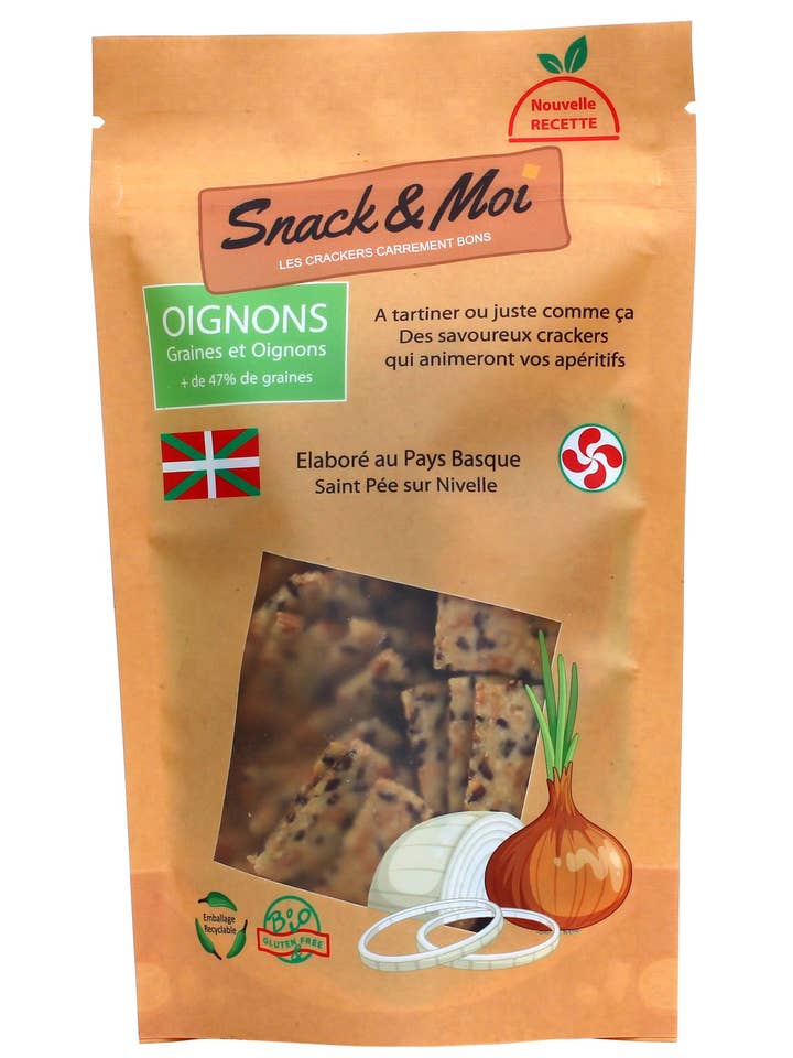 Organic Onion Crackers 100 g for wholesale by Snack & Moi