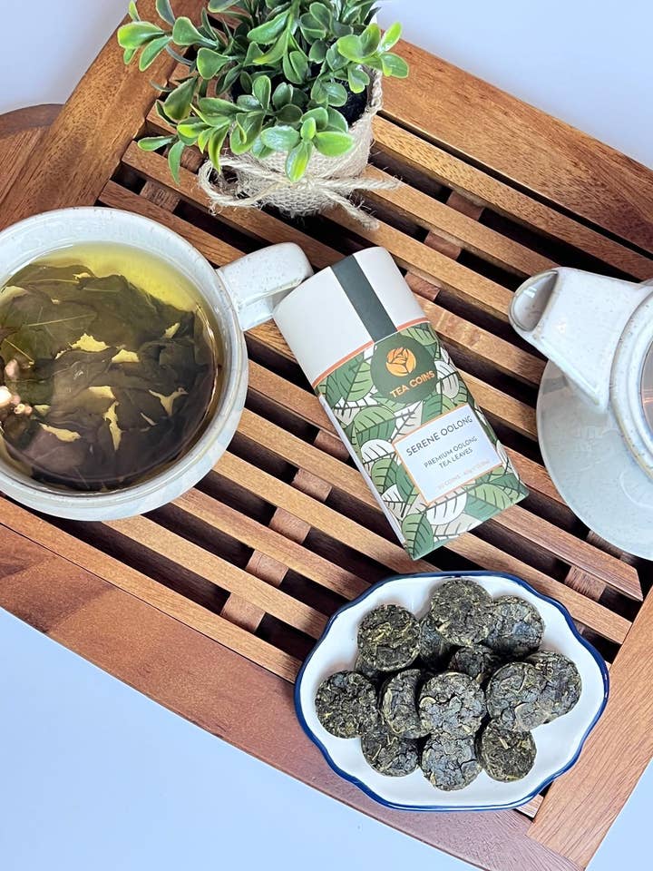 Serene Oolong Tea coins 60g for wholesale by TEA COINS