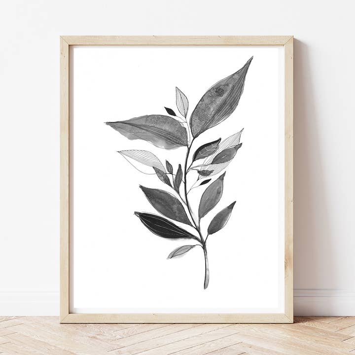 Impression d'art botanique minimaliste BW 6 pour la vente par LaCott Fine Art