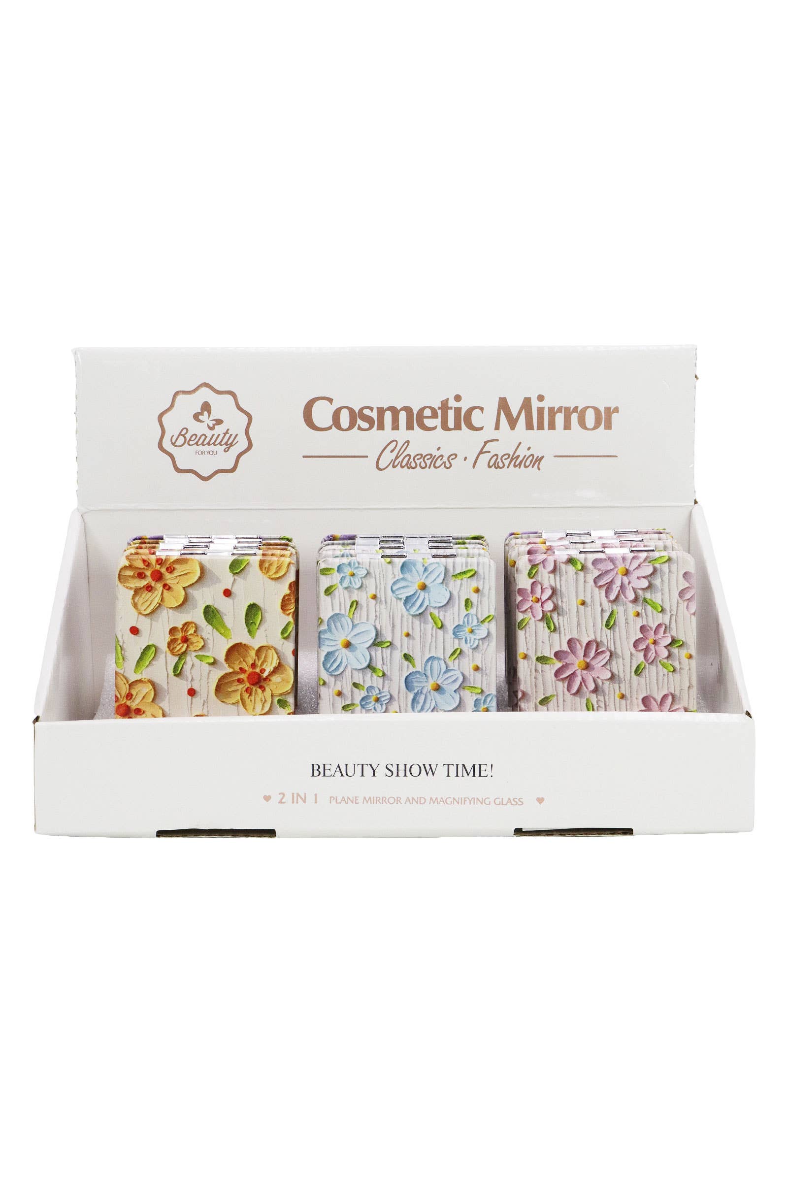 ASSORTED Floral Oil Paint Print Compact Cosmetic Mirror for wholesale on Faire2