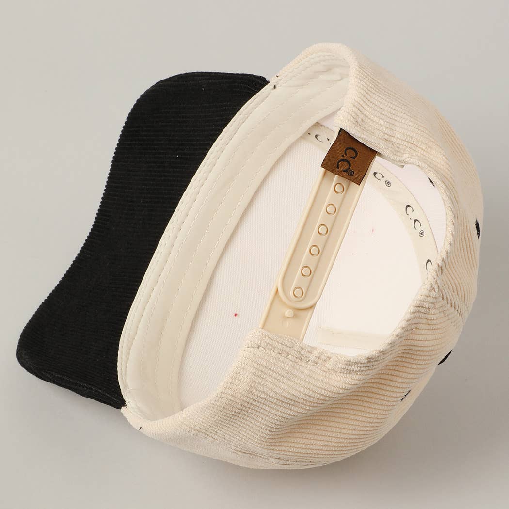 Fashion City - Wholesale Baseball Cap - Unisex - Santa's Favorite Glitter Text 5 Panel Corduroy Cap13