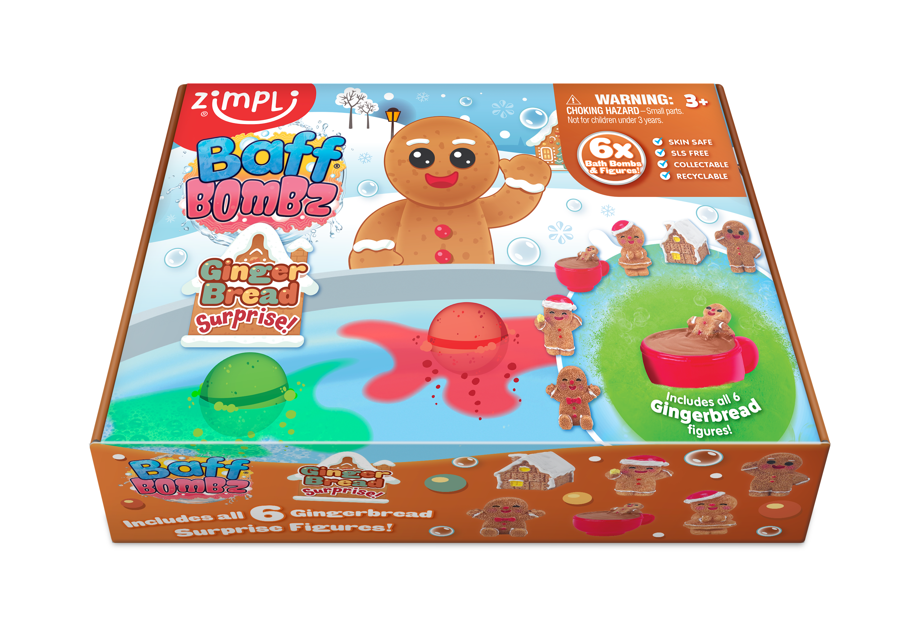 Zimpli Kids – wholesale Bath toy – Baby – Zimpli 6x Baff Bombz Gingerbread Surprise Bath Bomb5