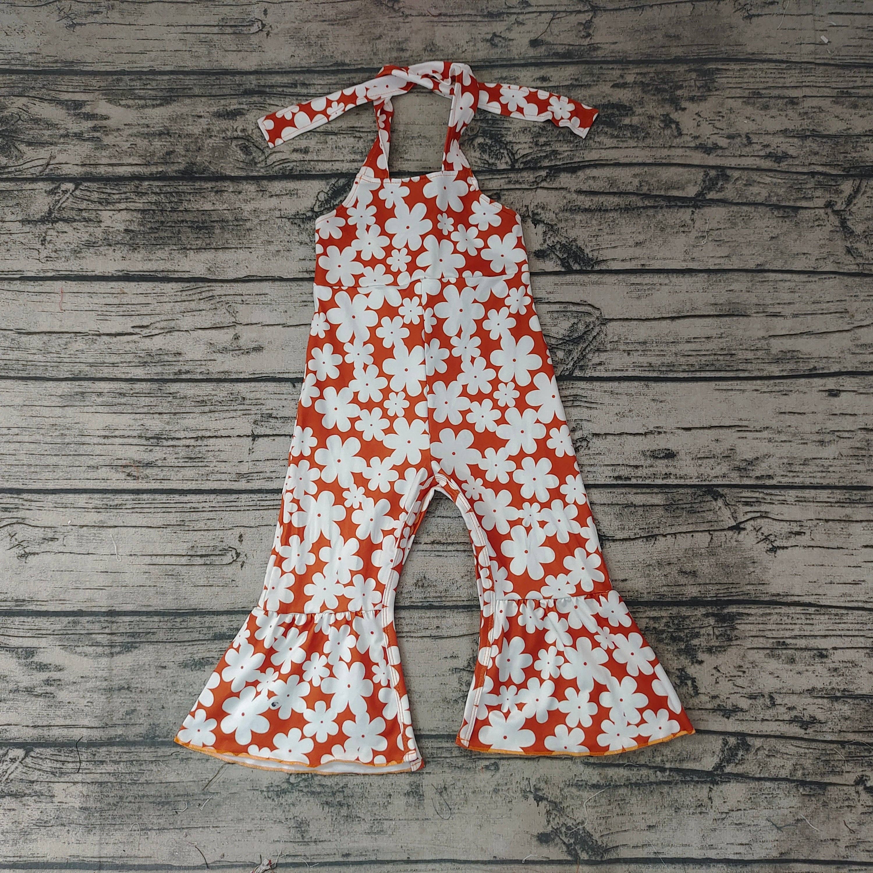 Aier Wholesale - Wholesale Jumpsuit - Kids - Baby Girls Flowers Strap Bell Bottom Jumpsuits2