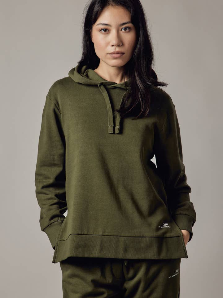 Ecru Hooded Sweatshirt with Side Slits for wholesale on Faire11