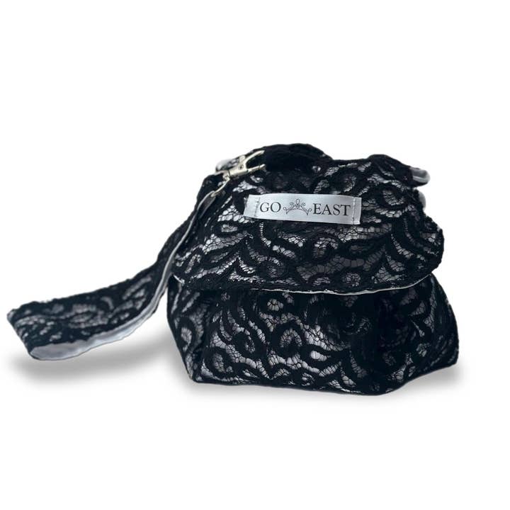 Go East Handmade - Wholesale Makeup/Cosmetic Bag - Black Lace Drawstring Makeup Bag with Silky Interior1
