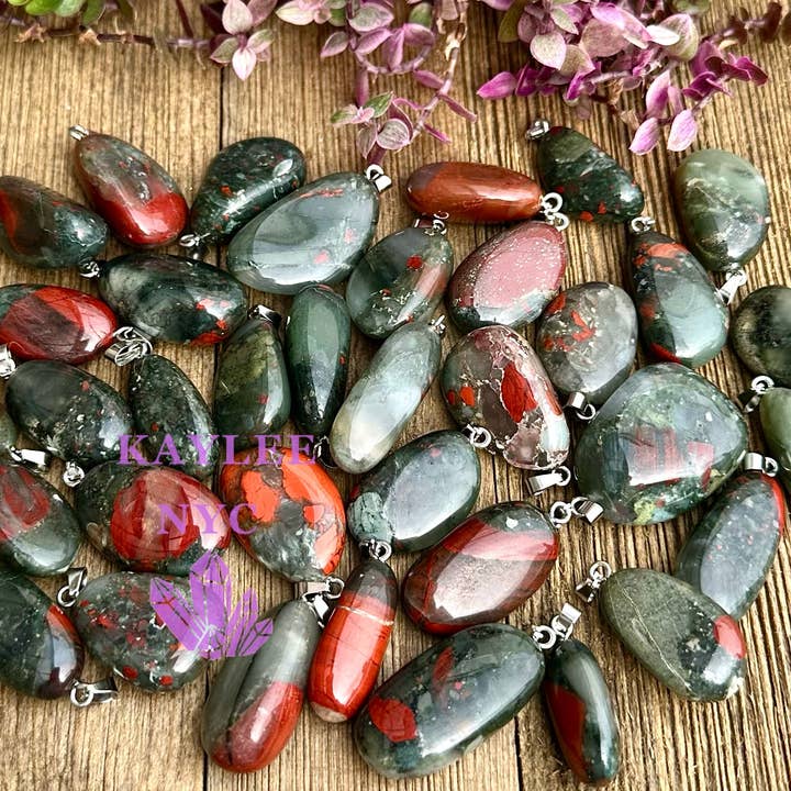 Natural Bloodstone Crystal Pendant for wholesale by KayleeNYC