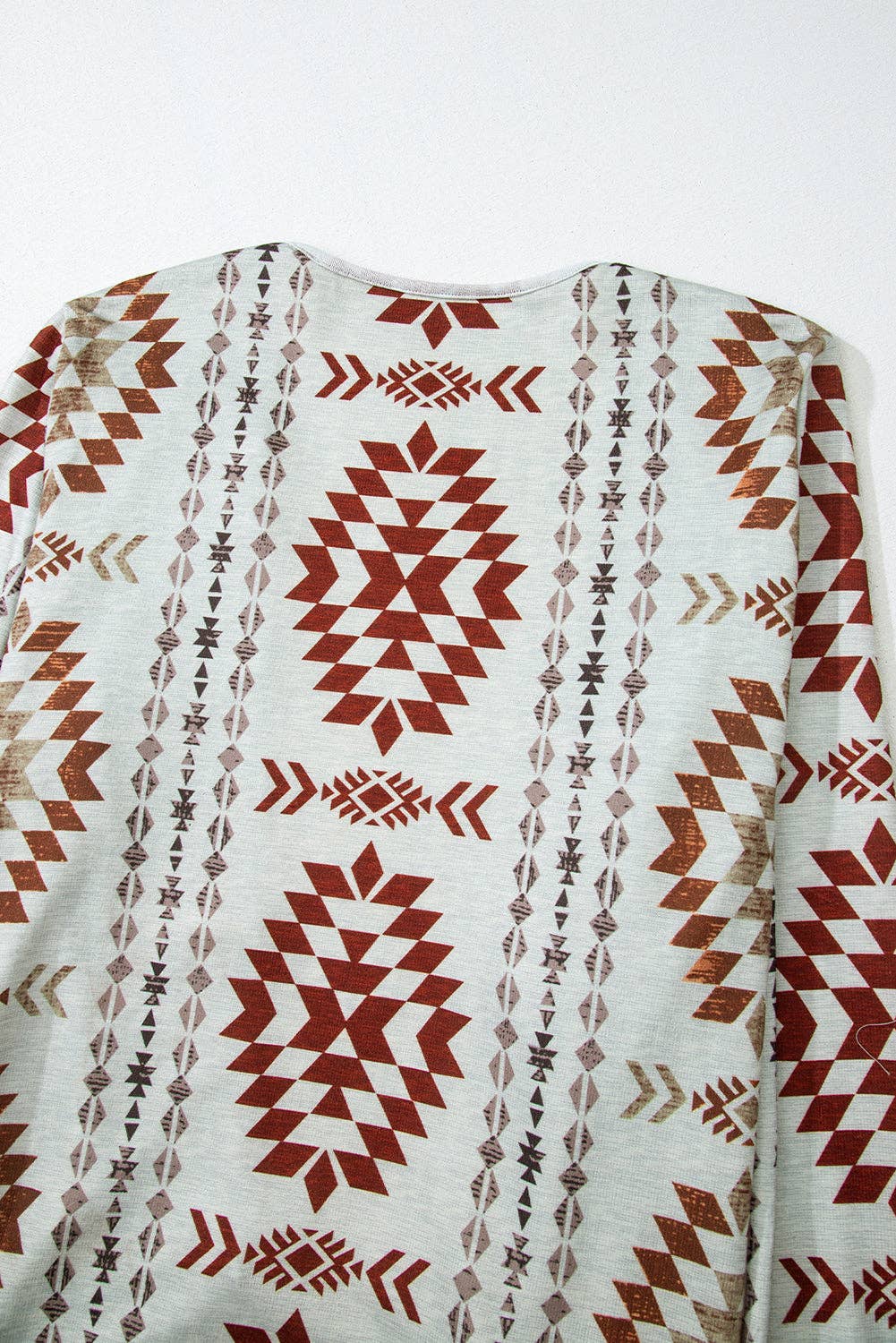 Brown Western Aztec Printed Open Front Long Cardigan for wholesale on Faire5