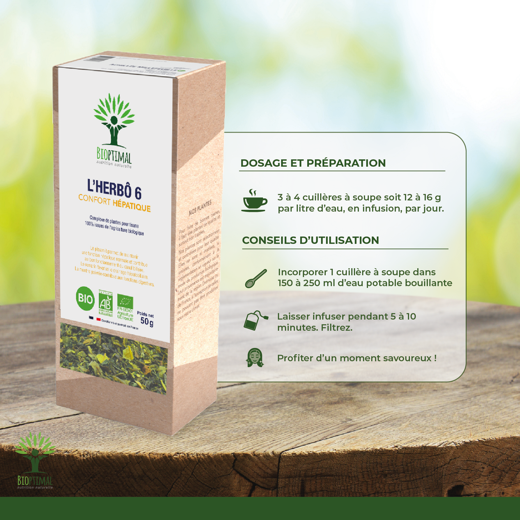 Bioptimal - Wholesale Health/Detox Tea - L'Herbô 6 Plants for Herbal Tea Bio Liver Comfort 50g2