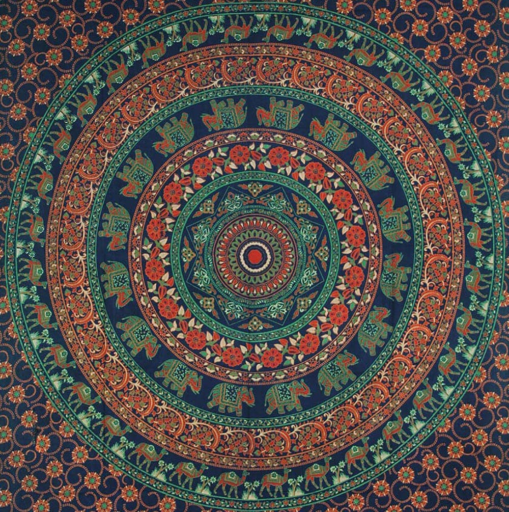 Lungta Imports - Wholesale Tapestry/Textile - Elephant Mandala Tapestry Wall Decor Beach Throw 80”X50”5