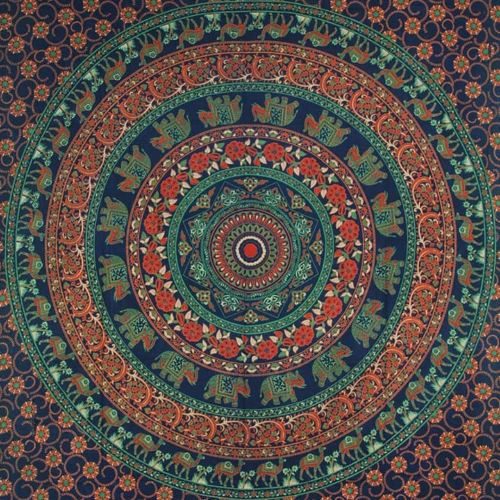 Lungta Imports - Wholesale Tapestry/Textile - Elephant Mandala Tapestry Wall Decor Beach Throw 80”X50”5