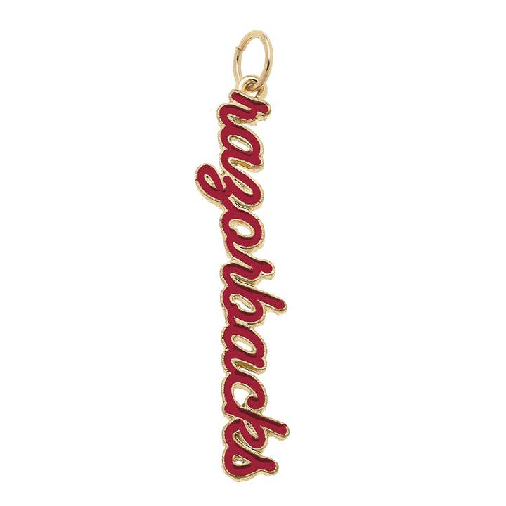 Canvas Style - Wholesale Individual Charm/Pendant - Arkansas Razorbacks Enamel Script Charm